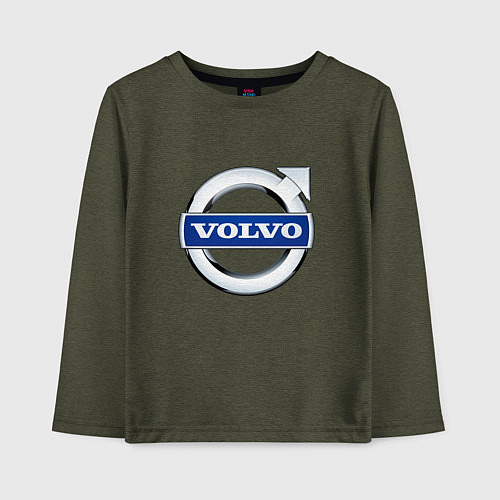 Детский лонгслив Volvo, логотип / Меланж-хаки – фото 1