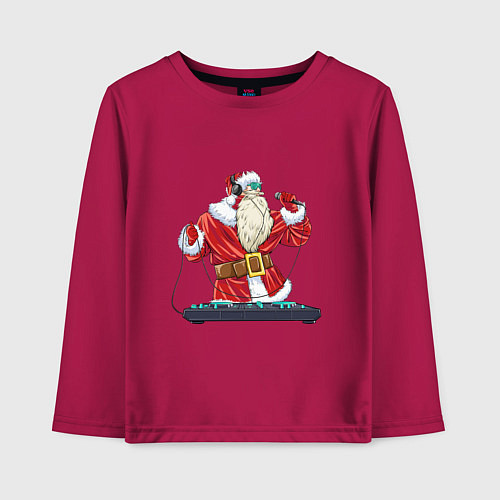 Детский лонгслив Санта музыкант / Маджента – фото 1