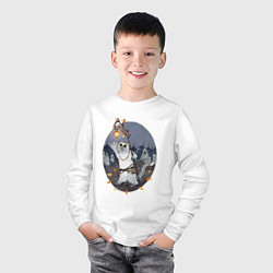 Лонгслив хлопковый детский Кот-друид, цвет: белый — фото 2