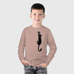 Лонгслив хлопковый детский Черная кошка висит, цвет: пыльно-розовый — фото 2