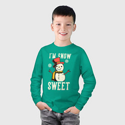 Лонгслив хлопковый детский Snowman, цвет: зеленый — фото 2