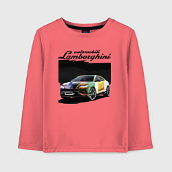 Лонгслив хлопковый детский Lamborghini Urus - это очень круто!, цвет: коралловый