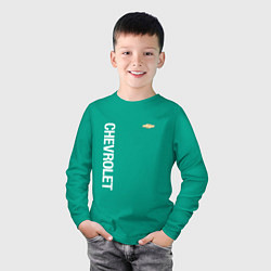 Лонгслив хлопковый детский Chevrolet White Logo, цвет: зеленый — фото 2
