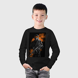 Лонгслив хлопковый детский Вооруженный, цвет: черный — фото 2