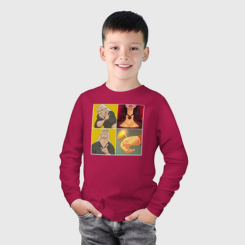 Детский лонгслив Ведьмаку Заплатите Чеканной Монетой / Маджента – фото 3