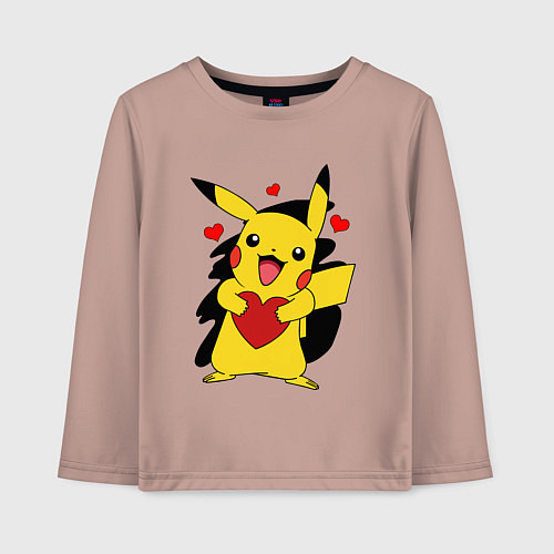 Детский лонгслив ПИКАЧУ И СЕРДЕЧКО POKENON PIKACHU LOVE / Пыльно-розовый – фото 1