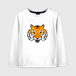 Лонгслив хлопковый детский Тигр логотип, цвет: белый