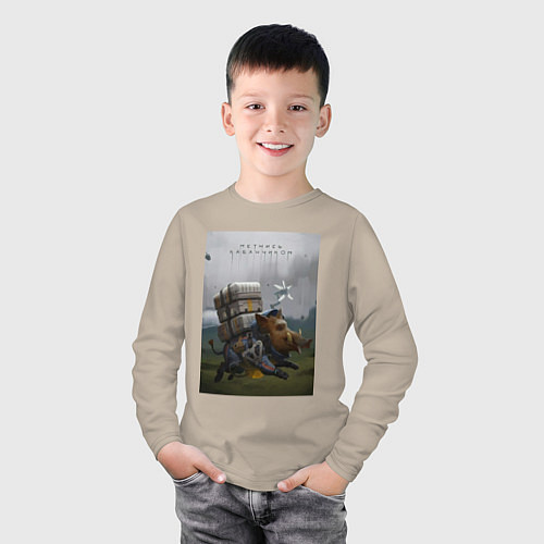 Детский лонгслив Метнись кабанчиком / Миндальный – фото 3