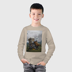 Лонгслив хлопковый детский Метнись кабанчиком, цвет: миндальный — фото 2