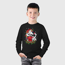 Лонгслив хлопковый детский Unicorn Santa, цвет: черный — фото 2