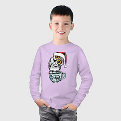 Лонгслив хлопковый детский X-mas Owl, цвет: лаванда — фото 2