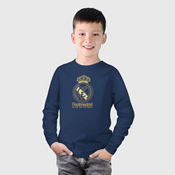 Лонгслив хлопковый детский Real Madrid gold logo, цвет: тёмно-синий — фото 2