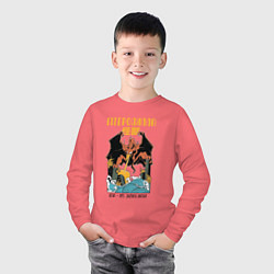 Лонгслив хлопковый детский Птерозилла - Птеродактиль в стиле Аниме Годзилла, цвет: коралловый — фото 2