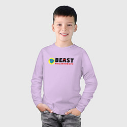 Лонгслив хлопковый детский Mr Beast Philanthropy, цвет: лаванда — фото 2