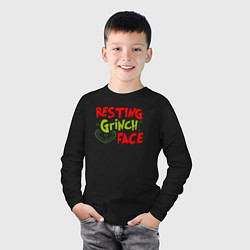 Лонгслив хлопковый детский Resting Grinch Face Новогодний, цвет: черный — фото 2
