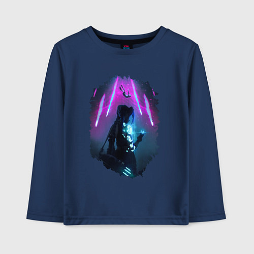 Детский лонгслив ДЖИНКС, ЛИГА ЛЕГЕНД ARCANE JINX / Тёмно-синий – фото 1