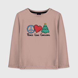 Детский лонгслив Peace Love and Christmas