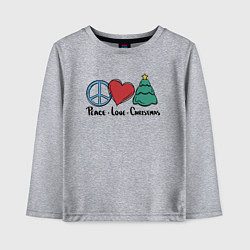 Детский лонгслив Peace Love and Christmas