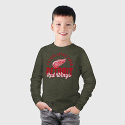Лонгслив хлопковый детский Detroit Red Wings Детройт Ред Вингз, цвет: меланж-хаки — фото 2
