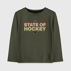 Лонгслив хлопковый детский Minnesota Wild NHL Миннесота Уайлд НХЛ, цвет: меланж-хаки