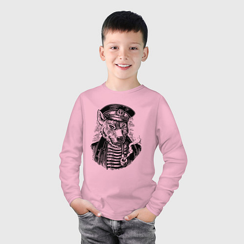 Детский лонгслив Мудрый морской волк / Светло-розовый – фото 3