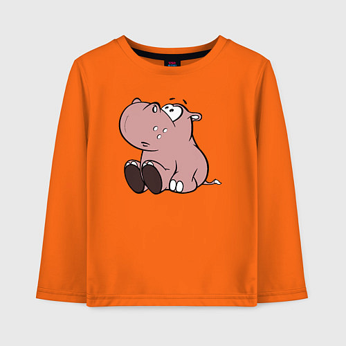 Детский лонгслив Бегемотик детский коричневый / Оранжевый – фото 1