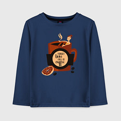 Лонгслив хлопковый детский Девушка в чашке кофе, цвет: тёмно-синий