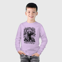 Лонгслив хлопковый детский Истинный хозяин Русского леса, цвет: лаванда — фото 2