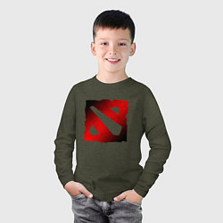 Лонгслив хлопковый детский ЧЁРНО КРАСНОЕ ЛОГО ДОТА 2 DOTA 2 LOGO, цвет: меланж-хаки — фото 2