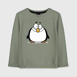 Лонгслив хлопковый детский Глазастый пингвин, цвет: авокадо