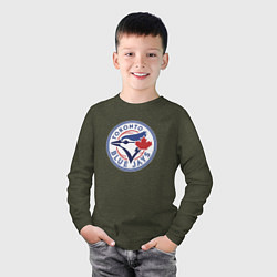 Лонгслив хлопковый детский Toronto Blue Jays, цвет: меланж-хаки — фото 2