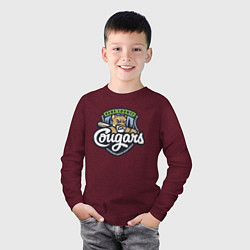 Лонгслив хлопковый детский Kane County Cougars - baseball team, цвет: меланж-бордовый — фото 2