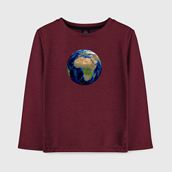Лонгслив хлопковый детский Планета солнечной системы земля, цвет: меланж-бордовый