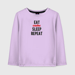 Лонгслив хлопковый детский Eat оливье Sleep Repeat, цвет: лаванда