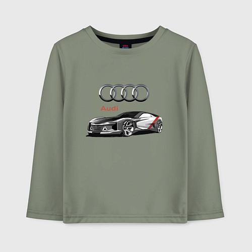 Детский лонгслив Ауди - автоспорт концепт эскиз / Авокадо – фото 1
