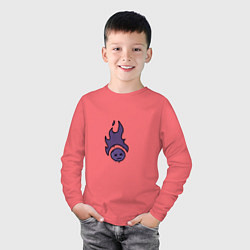 Лонгслив хлопковый детский Граффити поджаренный, цвет: коралловый — фото 2