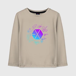 Детский лонгслив EXO BAND NEON LOGO АВТОГРАФЫ