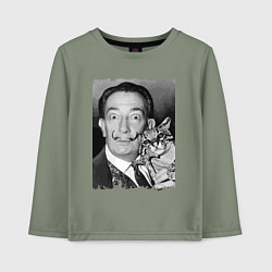 Лонгслив хлопковый детский Salvador Dali & nice cat, цвет: авокадо