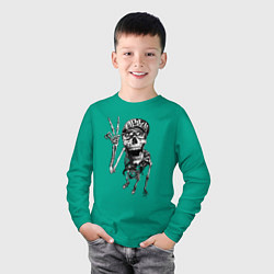 Лонгслив хлопковый детский Skeleton dude, цвет: зеленый — фото 2