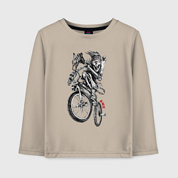 Лонгслив хлопковый детский Skeleton on a cool bike, цвет: миндальный