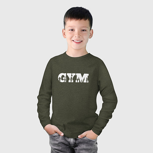 Детский лонгслив GYM- образ жизни / Меланж-хаки – фото 3