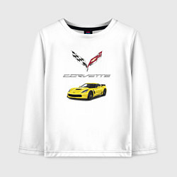 Лонгслив хлопковый детский Chevrolet Corvette motorsport, цвет: белый