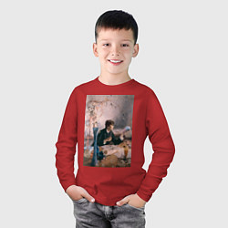 Лонгслив хлопковый детский Тимоти Шаламе картина художник, цвет: красный — фото 2
