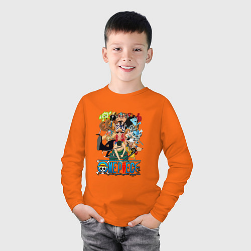 Детский лонгслив Ван Пис Все мугивары / Оранжевый – фото 3