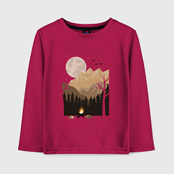 Детский лонгслив Туристический поход в лесу