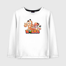 Лонгслив хлопковый детский Червячки Worms, цвет: белый