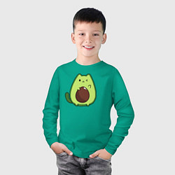 Лонгслив хлопковый детский Avo cat o подмигивает, цвет: зеленый — фото 2