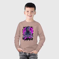 Лонгслив хлопковый детский LEAGUE OF LEGENDS JINX NEON, ARCANE, цвет: пыльно-розовый — фото 2