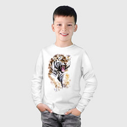 Лонгслив хлопковый детский Независимая тигрица, цвет: белый — фото 2