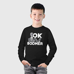 Лонгслив хлопковый детский Ok boomer! Meme, цвет: черный — фото 2